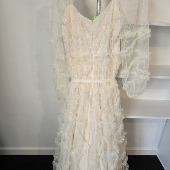 Catchall Ivory Swiss Dot Ruffle Tulle Midi Dress Romantic Cottagecore S - Picture 5 of 7